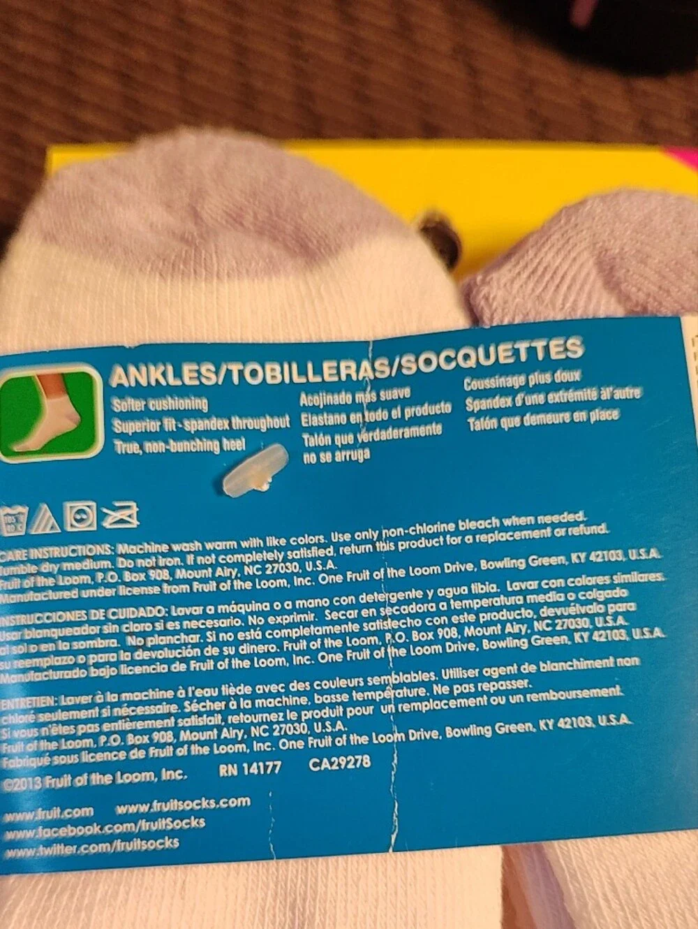 Fruit of the Loom Girls White Ankle Socks with Lilac Accents - 8 Pack